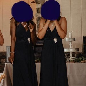 Size 8 Navy David’s Bridal Bridesmaid Dress (w/ Broach)